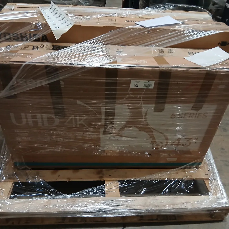 PALLET OF  FIVE ASSORTED WAREHOUSE DAMAGED TV'S TO INCLUDE;