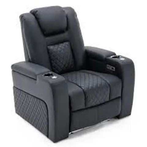 BOXED ELECTRIC AIR LEATHER RECLINER CHAIR IN BLACK AND WHITE (1 BOX)