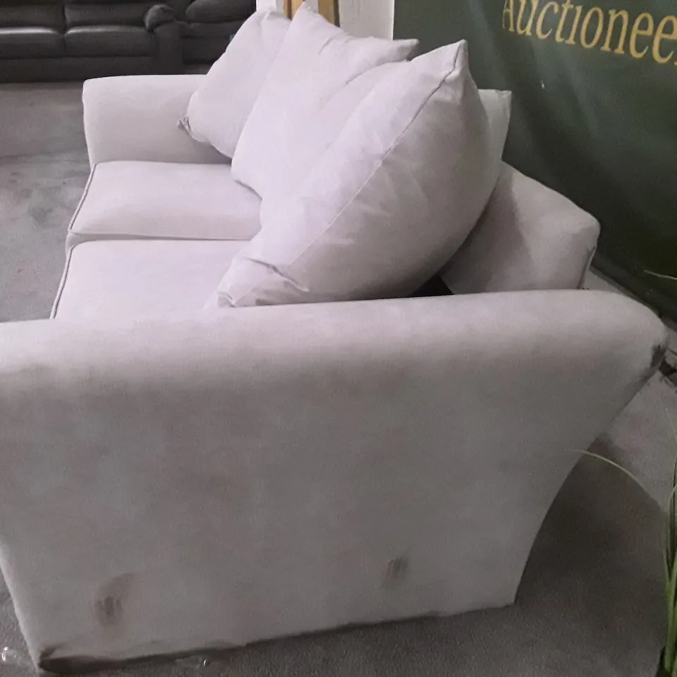 QUALITY DESIGNER 3 SEATER SOFA - IVORY FABRIC 