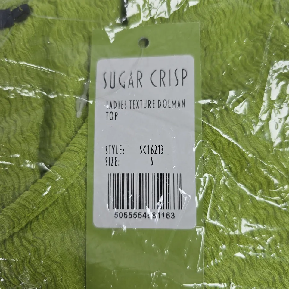 SUGAR CRISP LADIES TEXTURE DOLMAN TOP – LIME GREEN, UK SIZE S