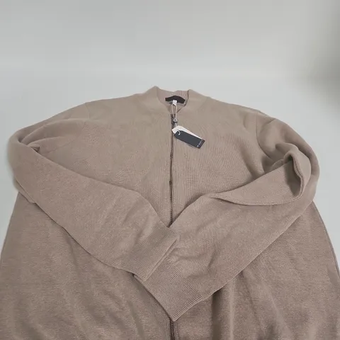 MR MARVIS BEIGE ZIP-FRONT KNIT CARDIGAN – UK XL