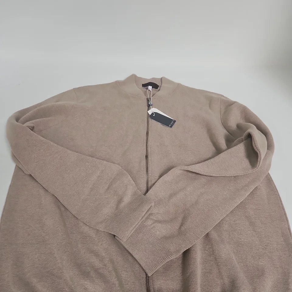 MR MARVIS BEIGE ZIP-FRONT KNIT CARDIGAN – UK XL