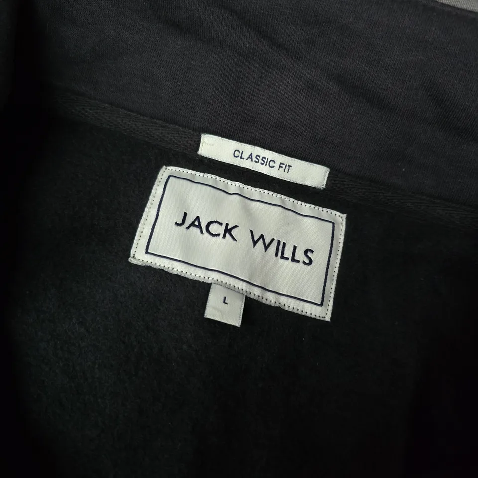JACK WILLS CLASSIC FIT QUARTER ZIP IN BLACK - LARGE
