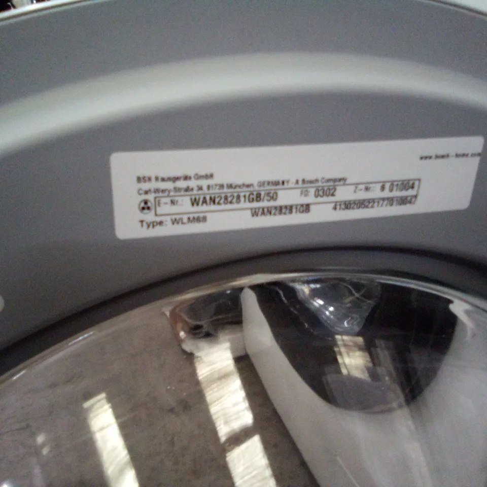 GRADE 1 BOSCH 8KG WASHING MACHINE 1400 SPIN WHITE WAN28281GB