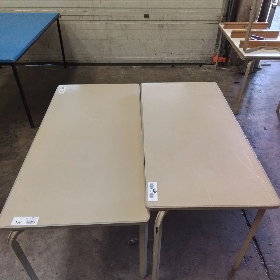2X WOODEN TABLES WITH METAL LEGS