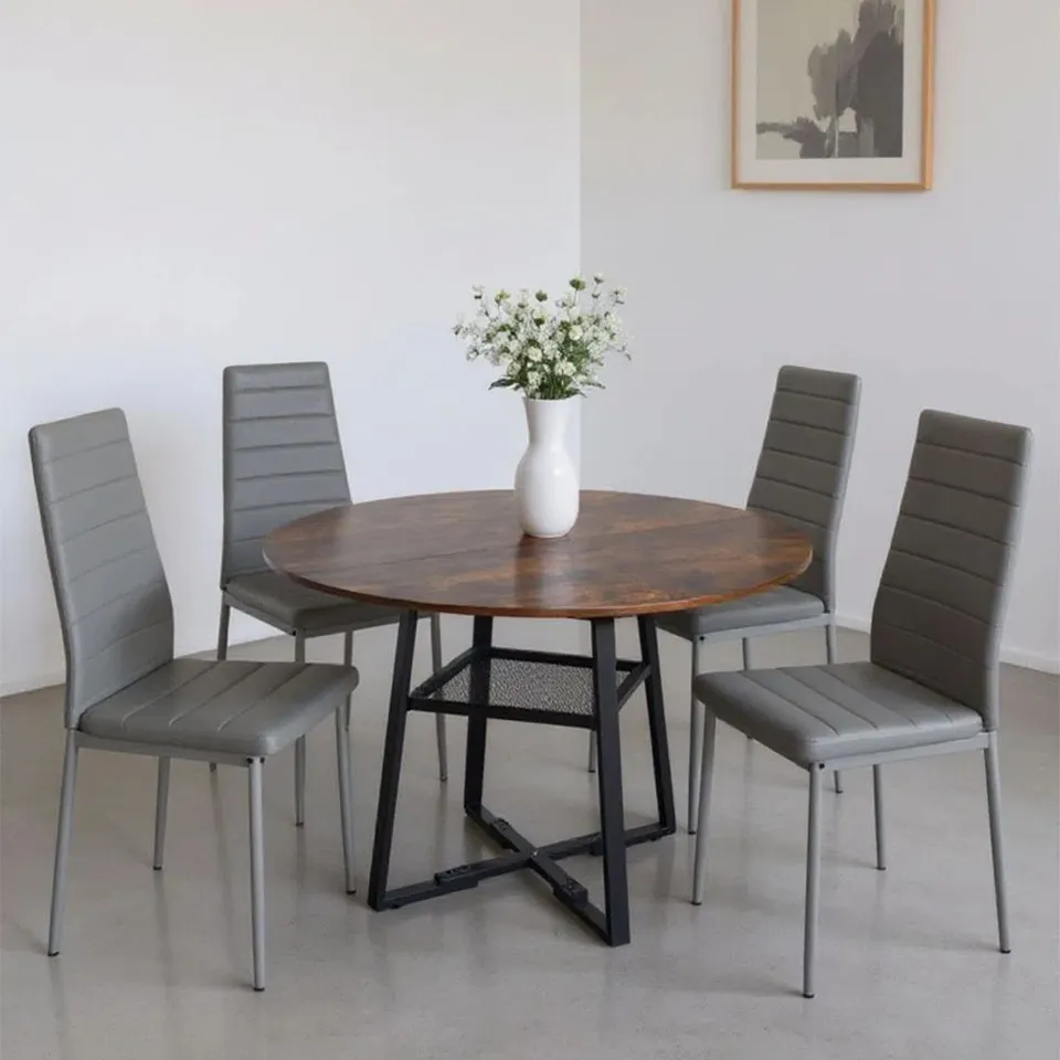BOXED NATURES MARK SOLID WOOD DINING TABLE & CHAIR SET (1 TABLE + 4 CHAIRS, 2 BOXES)