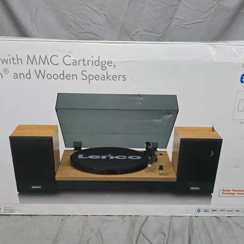 LENCO LS-300WD (V2) TURNTABLE WITH BLUETOOTH AND WOODEN SPEAKERS – BOXED