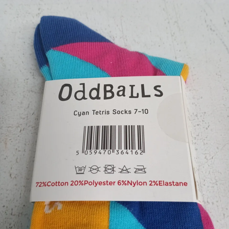 ODDBALLS CYAN TETRIS SOCKS UK 7-10 – ONE PAIR