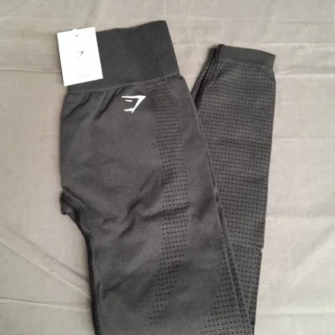 GYMSHARK VITAL SEAMLESS 2.0 LEGGINGS IN BLACK MARL SIZE M