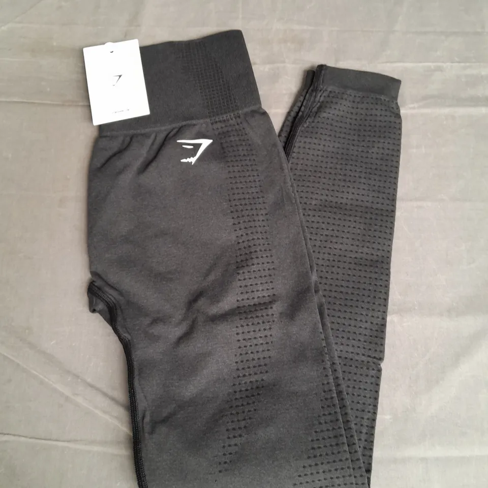 GYMSHARK VITAL SEAMLESS 2.0 LEGGINGS IN BLACK MARL SIZE M
