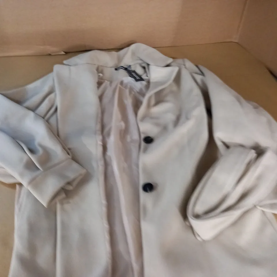BOOHOO OVERSIZED SLEEVE BELTED COAT IN STONE - 8