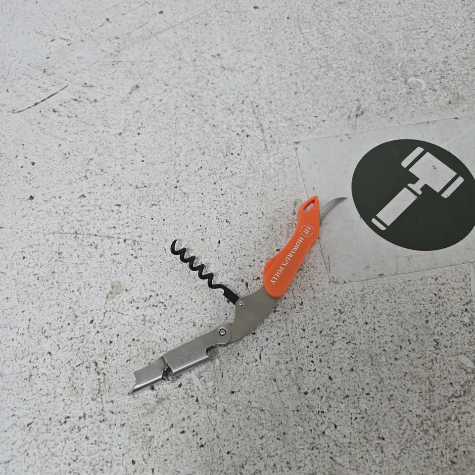 HOWARD'S FOLLY MULTI-TOOL WITH CORKSCREW AND BOTTLE OPENER – ORANGE HANDLE