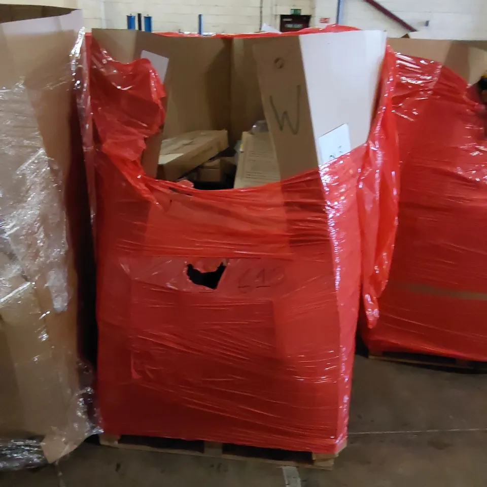 PALLET TO CONTAIN ASSORTED HOUSEHOLD PRODUCTS. INCLUDES TOILET SEATS, TOY SHOTGUN, CHOPPING BOARD, BLIND ETC 