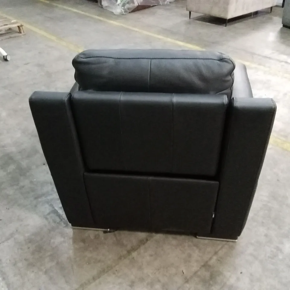 QUALITY DESIGNER ITALIAN MADE LUCCA POWER RECLINER LEATHER ARMCHAIR - BLACK