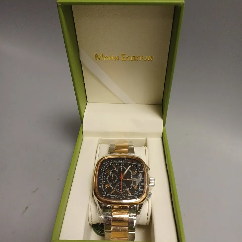 BOXED MANN EGERTON POLARIS TWO TONE STEEL STRAP WATCH 