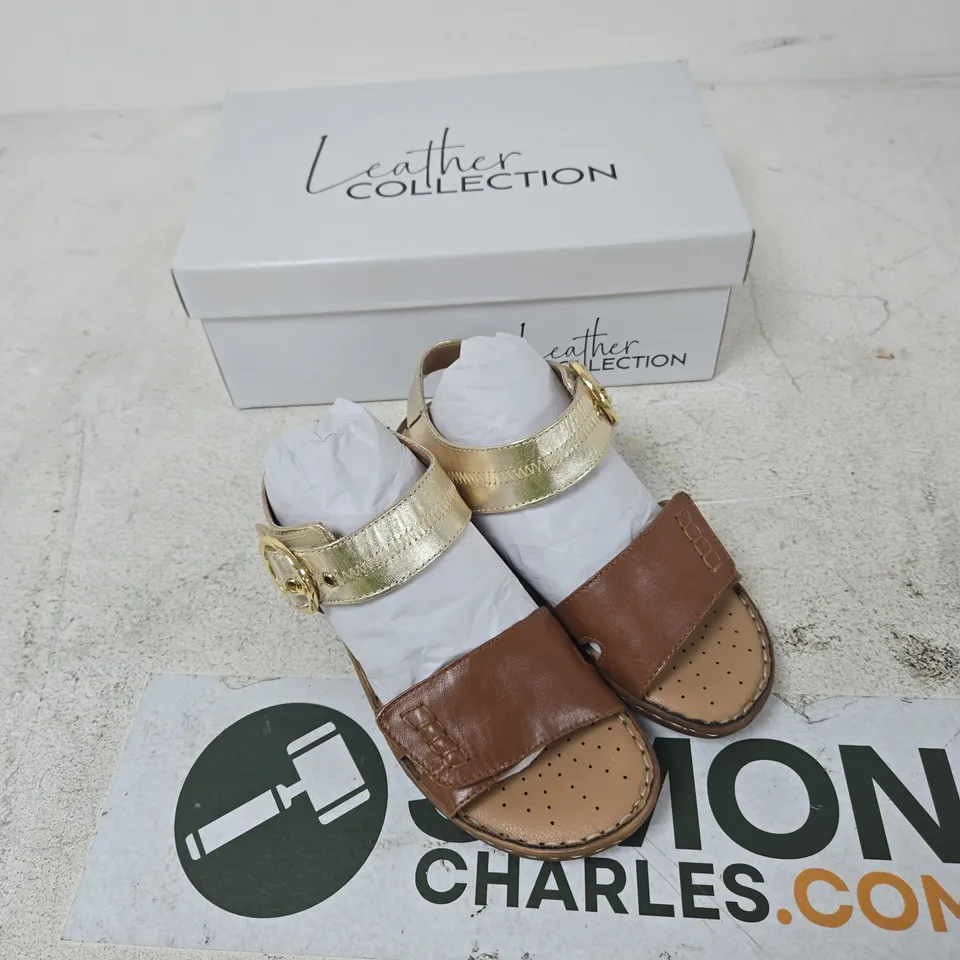 LEATHER COLLECTION NATASHA KIDS SANDALS – TAN, UK SIZE 3