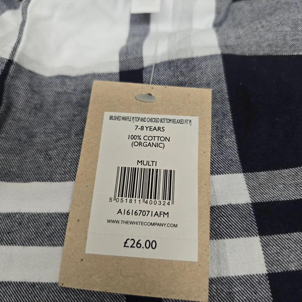 THE WHITE COMPANY KIDS' PYJAMA SET – BRUSHED WAFFLE TOP & CHECKED BOTTOM, 7-8 YEARS