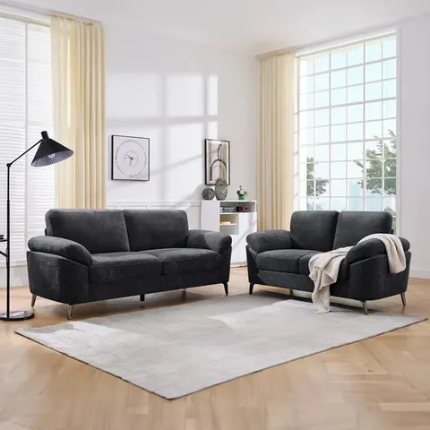 BOXED DEBBORAH 3 SEATER SOFA - BLACK (2 BOXES)
