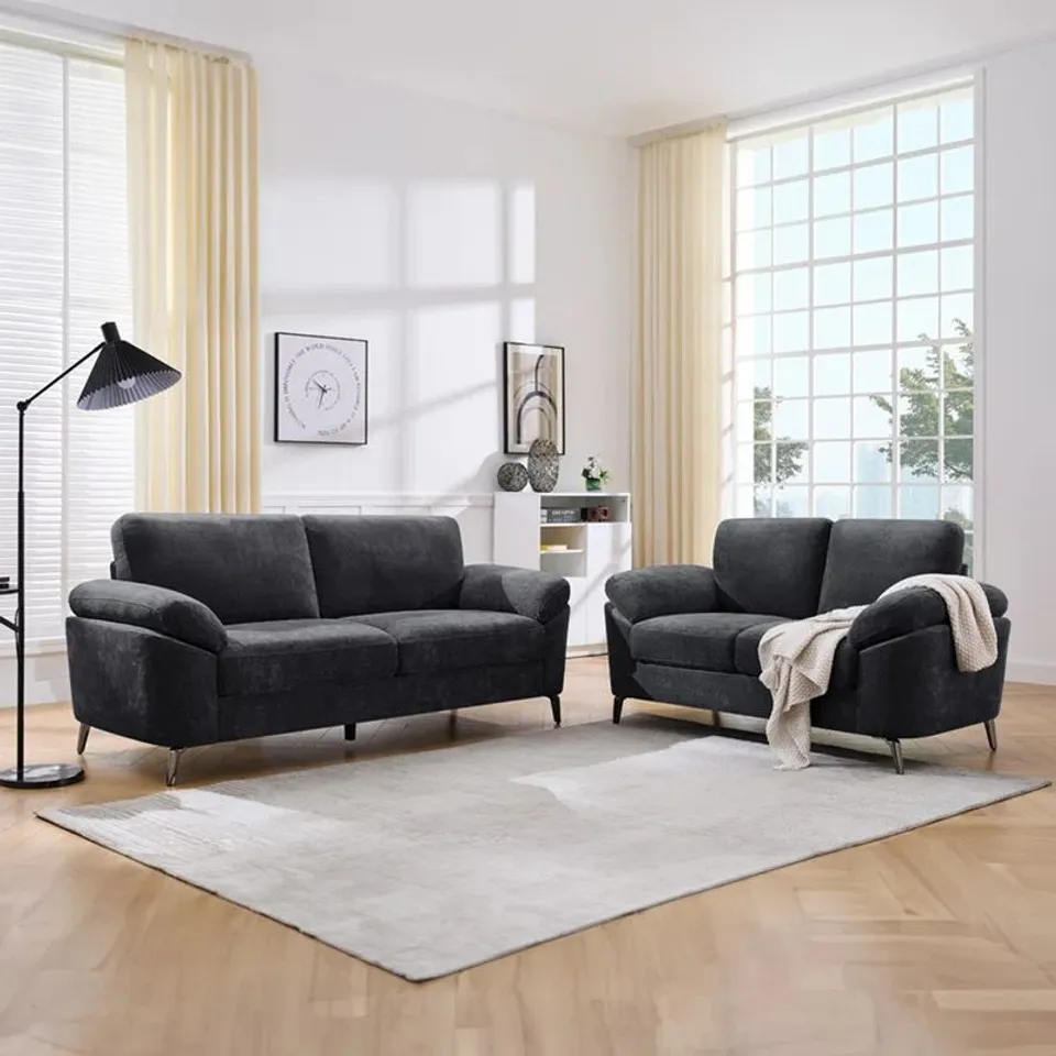 BOXED DEBBORAH 3 SEATER SOFA - BLACK (2 BOXES)