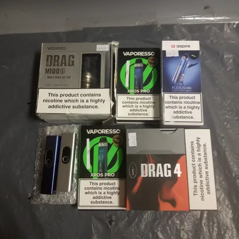 APPROXIMATELY 20 VAPES & E-CIGARETTES TO INCLUDE - ASPIRE FLEXUS AIO - VOOPOO DRAG 4 - VAPORESSO XROS PRO - ETC