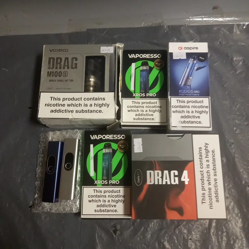 APPROXIMATELY 20 VAPES & E-CIGARETTES TO INCLUDE - ASPIRE FLEXUS AIO - VOOPOO DRAG 4 - VAPORESSO XROS PRO - ETC