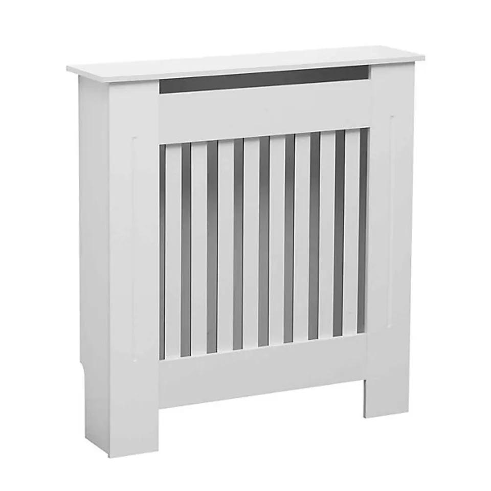 OYPLA SMALL WHITE WOODEN SLATTED GRILL RADIATOR COVER MDF CABINET BOXED