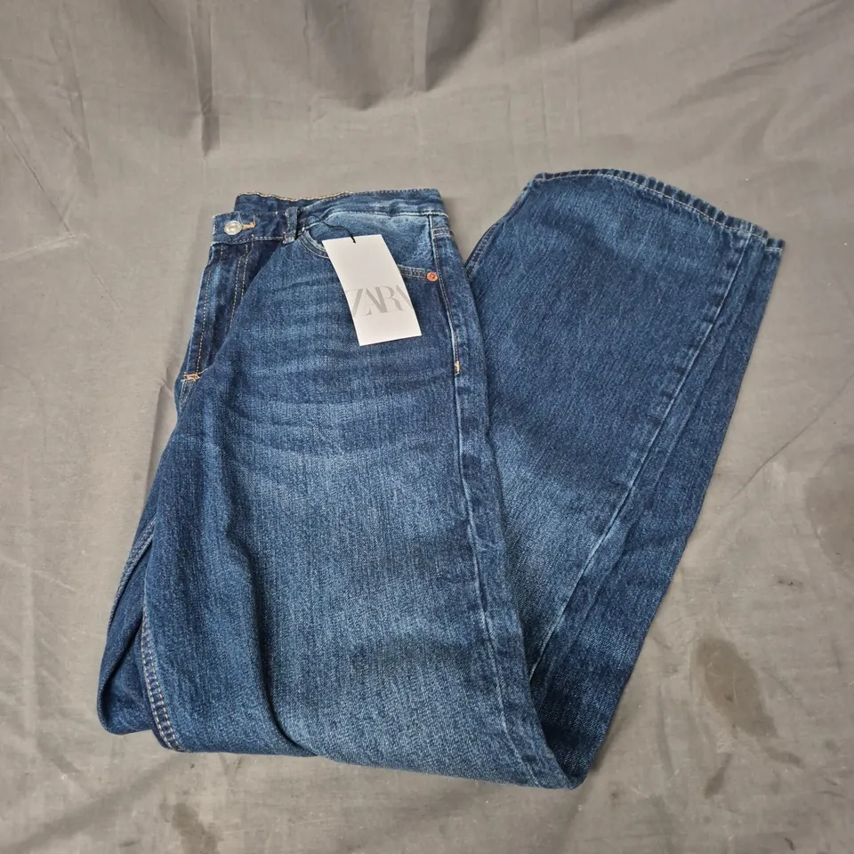 ZARA WIDE LEG JEANS IN DARK BLUE SIZE 12