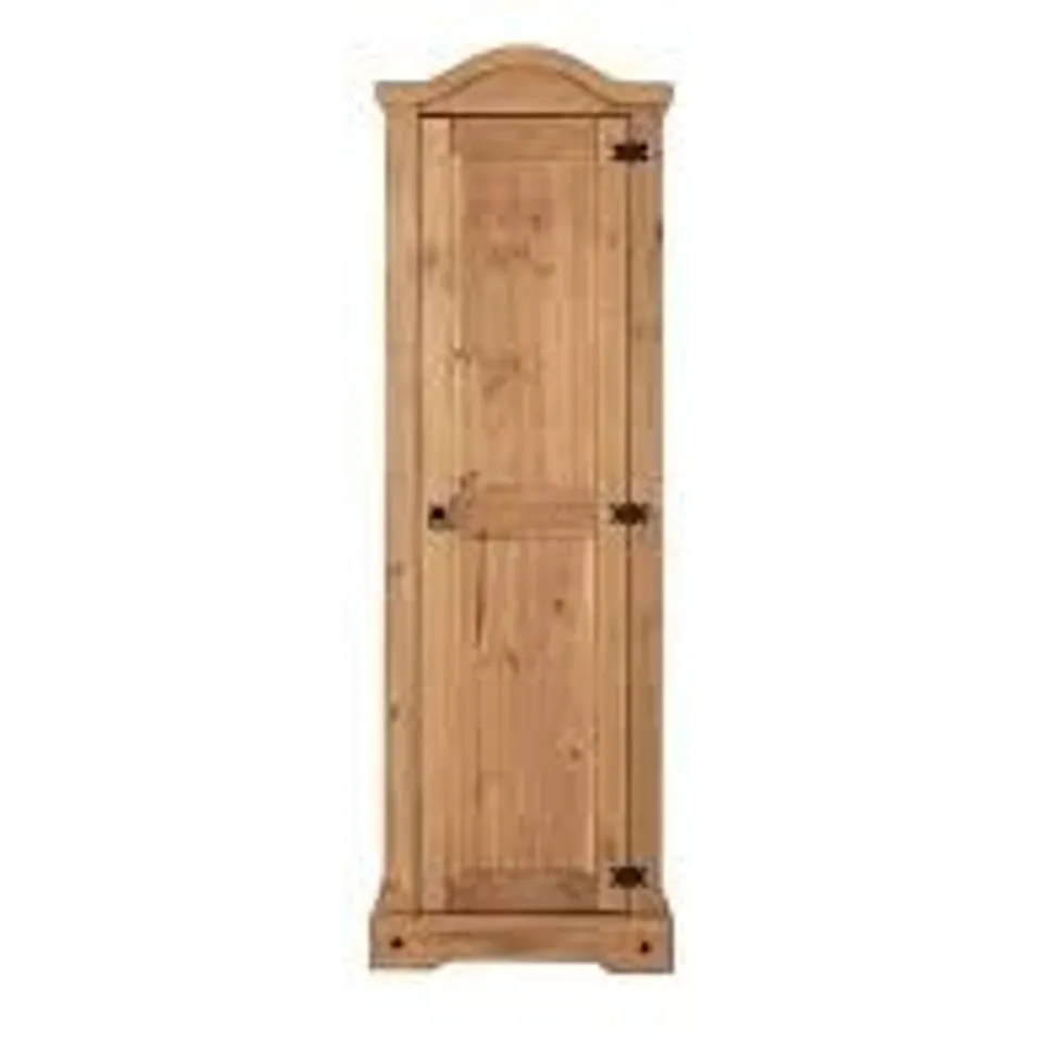 BOXED CORONA 1 DOOR SINGLE WARDROBE - DISTRESSED WAXED PINE (2 BOXES)