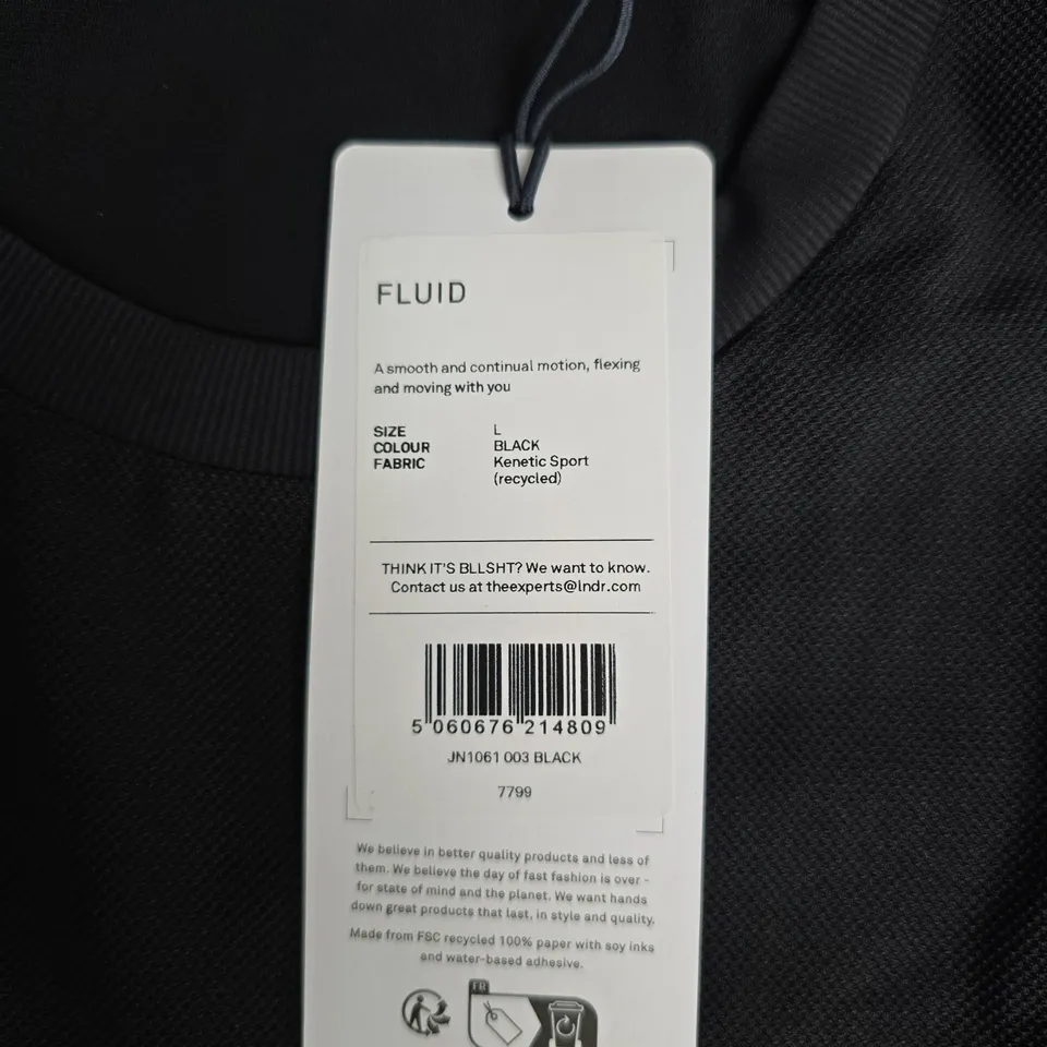 LNDR FLUID TANK TOP – BLACK, UK SIZE L