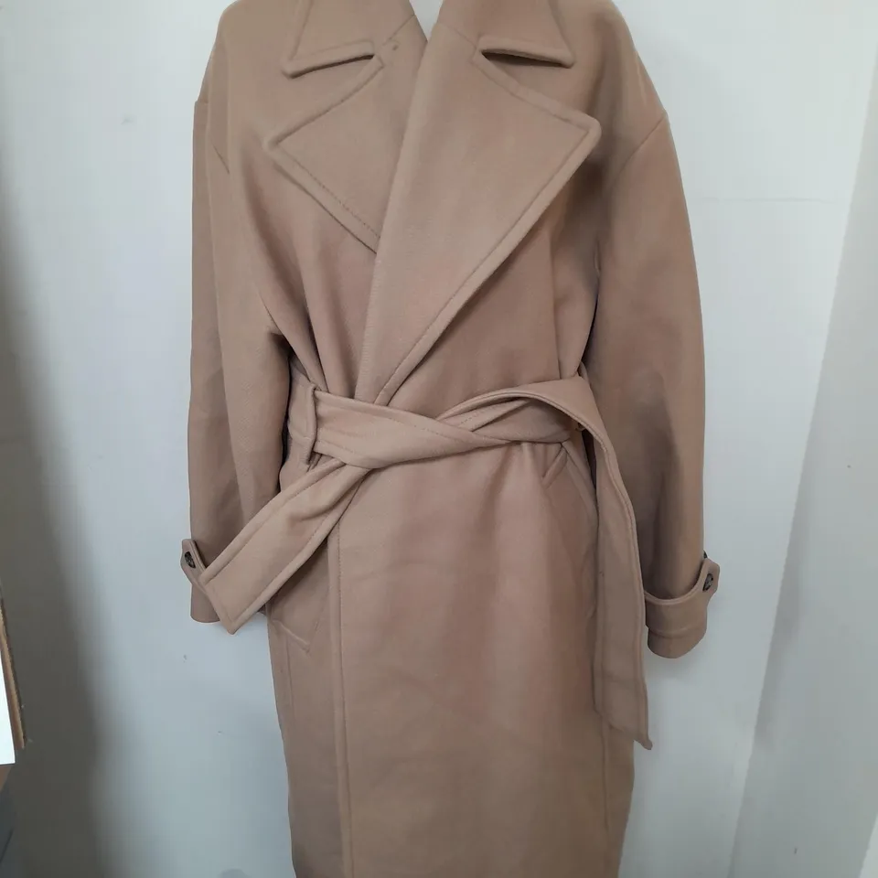 MNG BELTED LONGLINE COAT IN TAN - EUR M