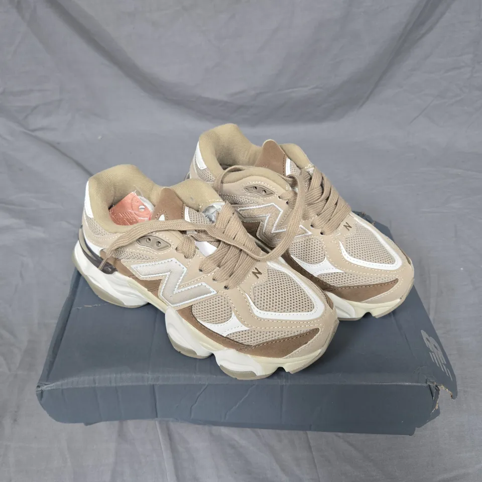 NEW BALANCE SNEAKERS – BEIGE MESH AND SUEDE, MEN'S ATHLETIC SHOES. UK SIZE 4.5