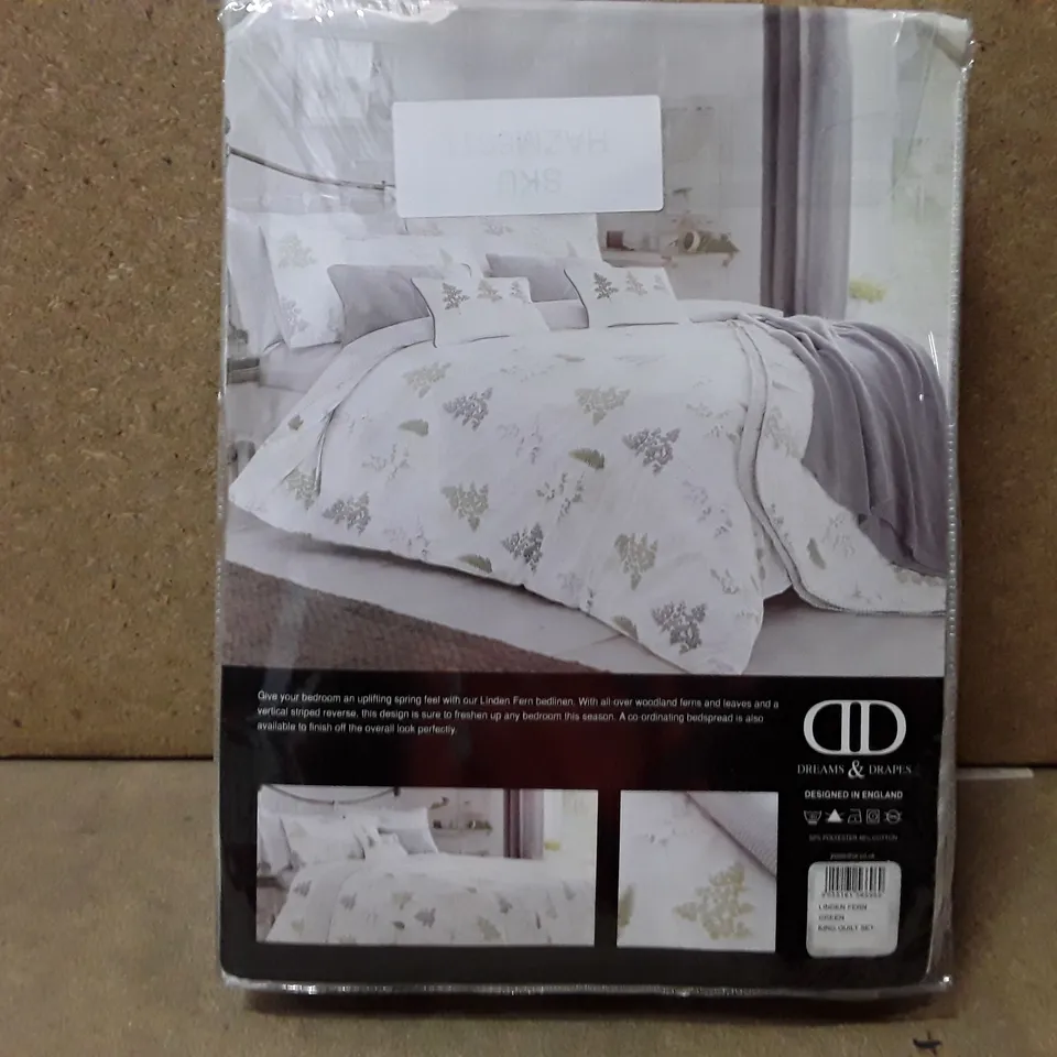 BRAND NEW DREAMS AND DRAPES DUVET COVER SET - KING SIZE (GREEN)