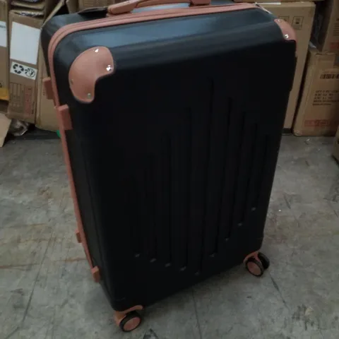 BOXED FCH 3PC HARD SHELL TRAVEL SUITCASES - BLACK/BROWN