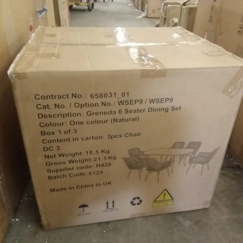 BOXED SET OF 6 GRENEDA OUTDOOR DINING CHAIRS // CHAIRS ONLY (2 BOXES)