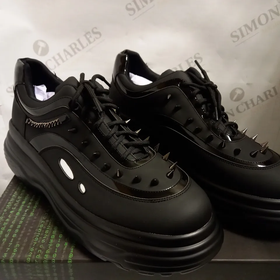KOI VEGAN BANE OF EXILE BLACK TRAINERS WITH STUD DETAIL - SIZE 10