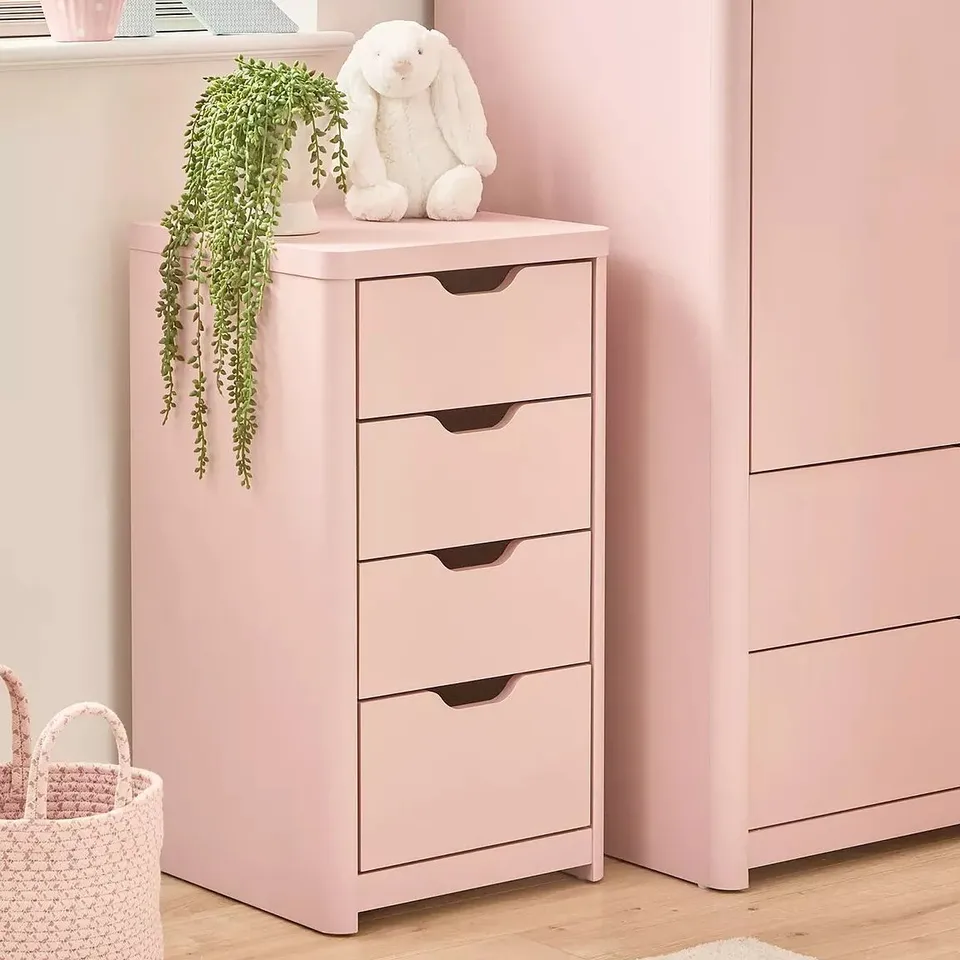 BOXED ASPEN SLIM 4 DRAWER CHEST - PINK (1 BOX)