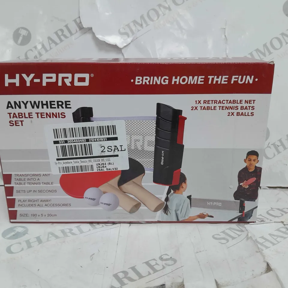 BOXED HY-PRO ANYWHERE TABLE TENNIS SET  RRP £16.99