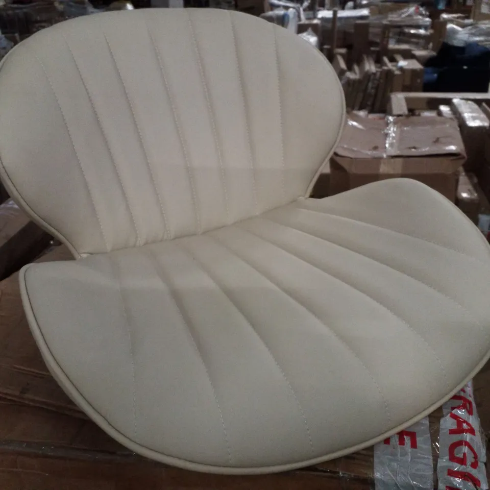 BOXED SET OF 2 CREAM LEATHER DINING CHAIRS 