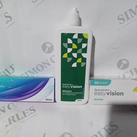 APPROXIMATELY 20 ASSORTED HOUSEHOLD ITEMS TO INCLUDE EASYVISION DISPOSABLE CONTACT LENSES, PRECISION 1 CONTACT LENSES, ETC