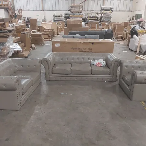 QUALITY DESIGNER 3-PIECE FAUX LEATHER SOFA SET