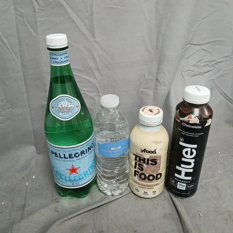 APPROXIMATELY 10 ASSORTED DRINKS TO INCLUDE SHEPLEY SPRING WATER, HUEL BLACK EDITION CHOCOLATE, S.PELLEGRINO SPARKLING WATER , ETC - COLLECTION ONLY
