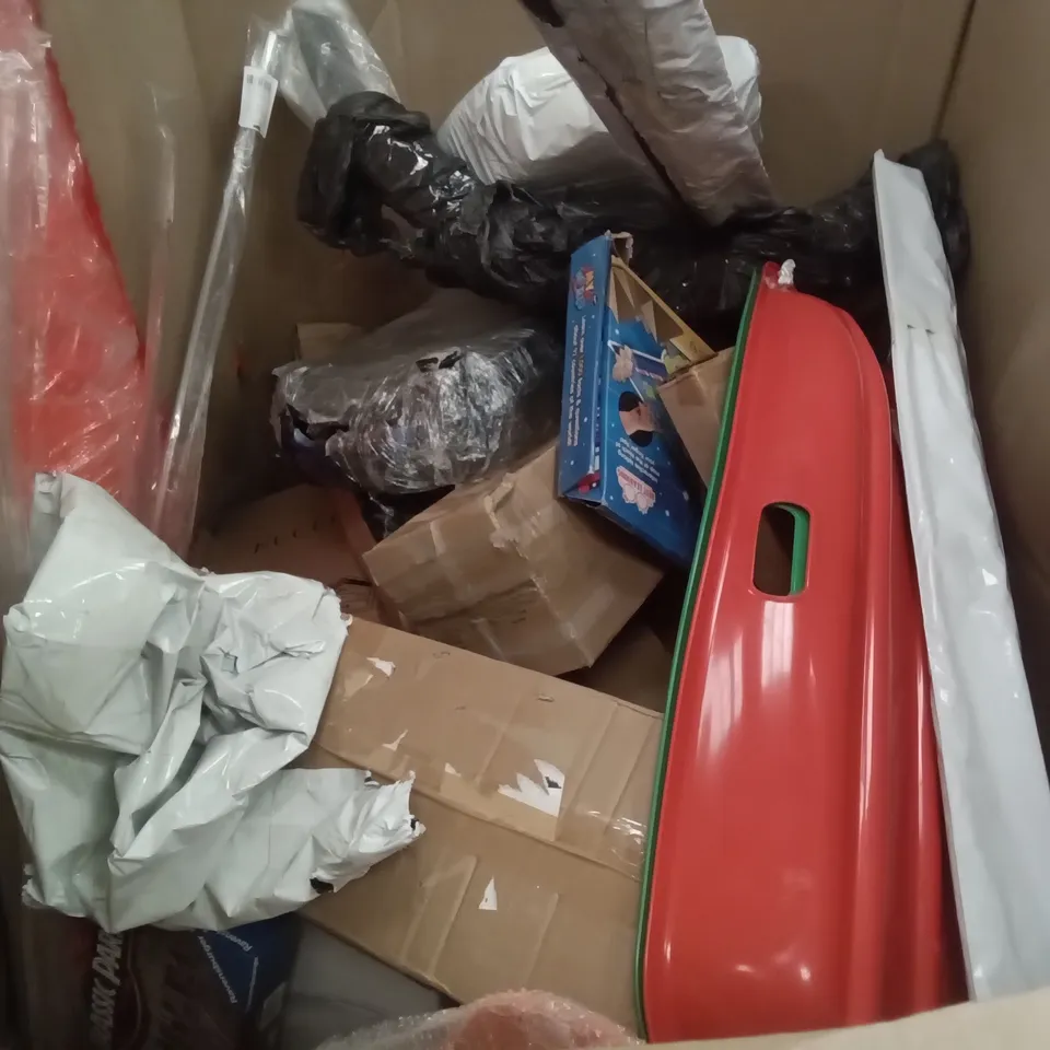 PALLET OF ASSORTED ITEMS INCLUDING CHROME THERMOSTATIC SHOWER MIXER SYSTEM, NERF FORTNITE RAPID FIRE LAUNCHER, PROIRON YOGA MAT, LAVIEVERT PUZZLE MAT, ROLLER BLIND, POP UP TENT