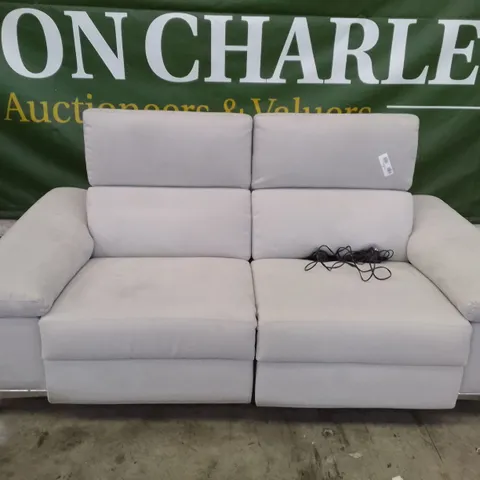 QUALITY ITALIAN DESIGNER GRADO ELECTRIC LARGE RECLINER 3 STR SOFA - IVORY FABRIC