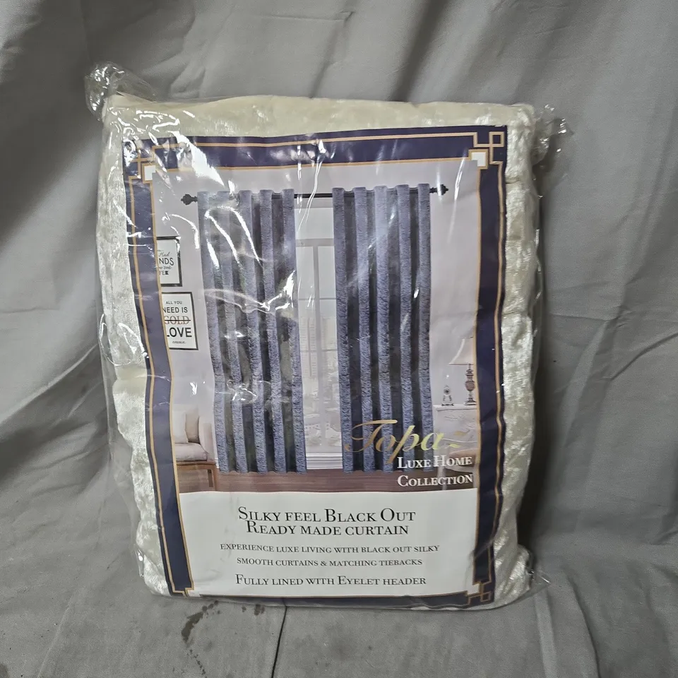 EYELET CURTAINS – SILKY FEEL BLACK OUT, FULLY LINED, 90 X 90 INCHES – LUXE HOME COLLECTION