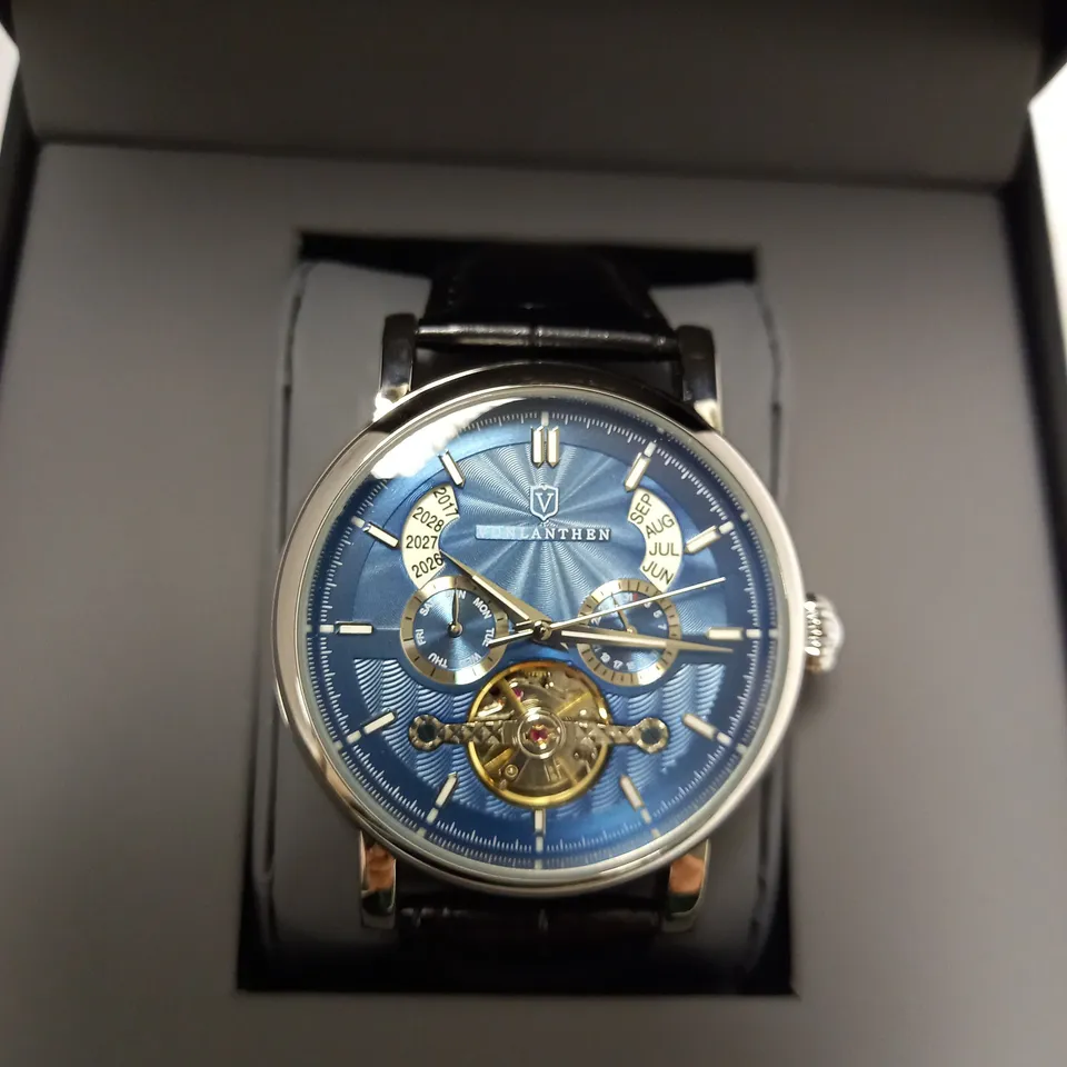 VONLANTHEN PART SKELETON CHRONOGRAPH BLACK LEATHER STRAP WRISTWATCH