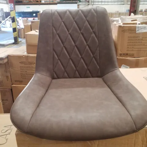 BOXED SET OF 2 FAUX LEATHER DINING CHAIRS - DARK BROWN LEATHER 