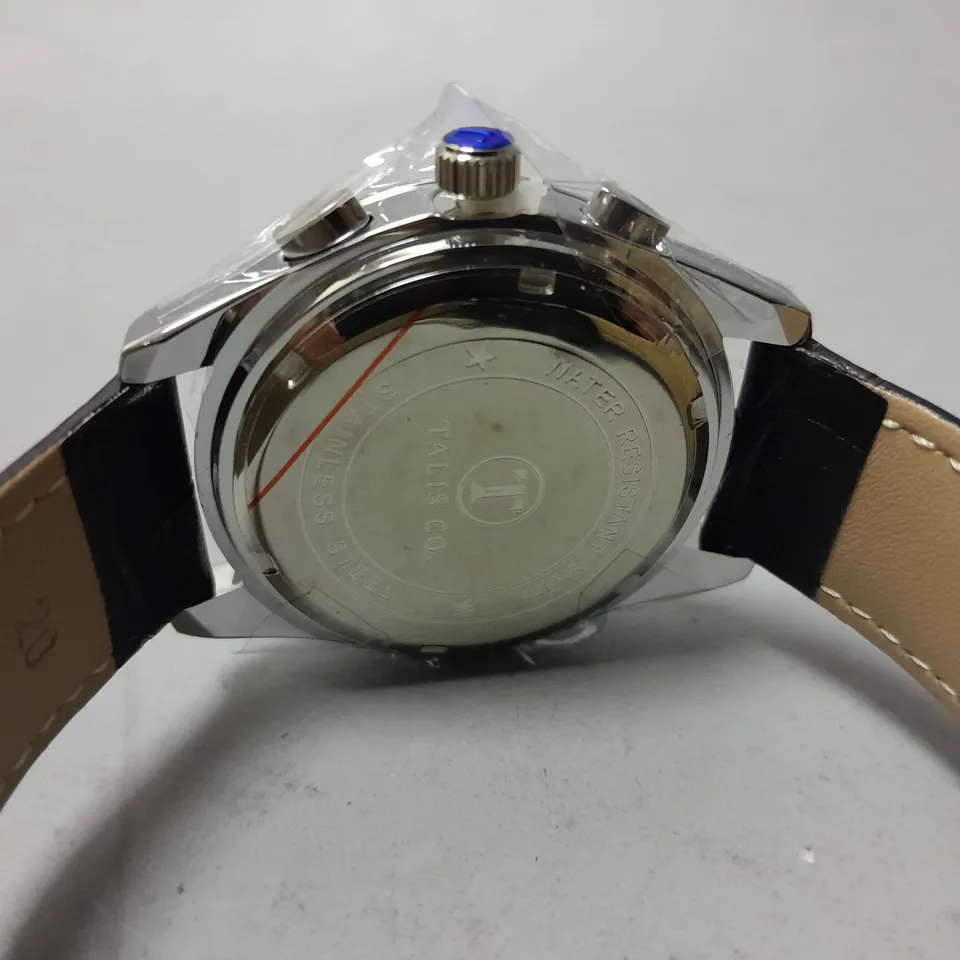 MENS TALIS CO 7120 CHRONOGRAPH WATCH – MOON PHASE MOVEMENT – GENUINE LEATHER STRAP