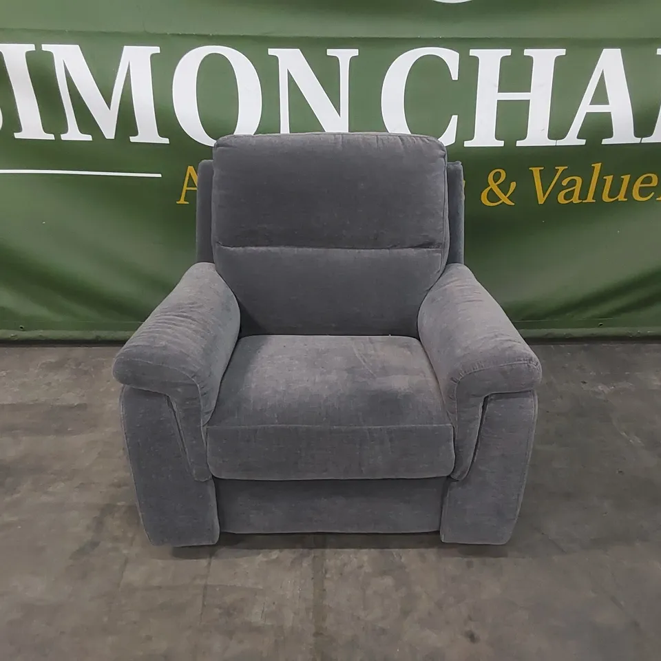QUALITY DESIGNER ITALIAN MADE FLORENCE ELECTRIC RECLINER FABRIC UPHOLSTERED ARMCHAIR - ANTHRACITE GREY