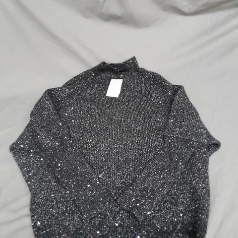 MINT VELVET BATWING SEQUIN JUMPER IN CHARCOAL SIZE M