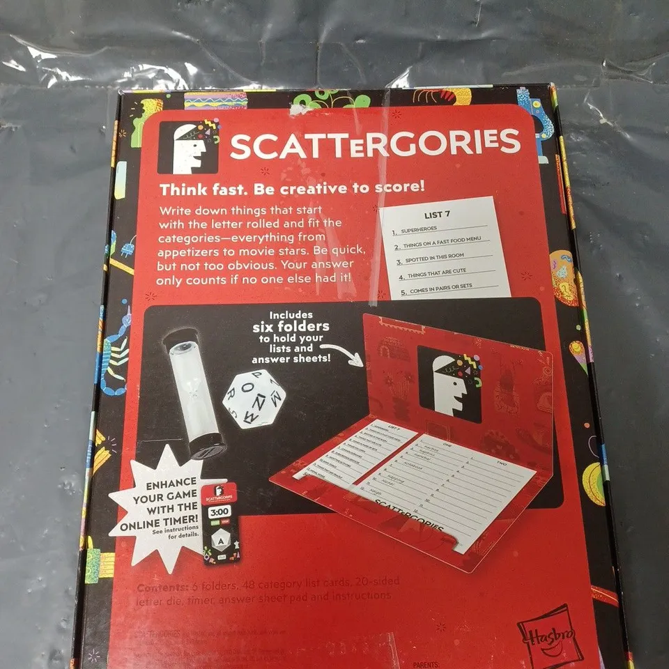 SCATTERGORIES QUICK WITH CATEGORIES GAME